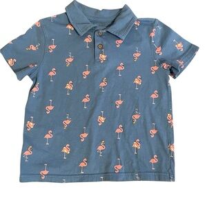 Jumping Beans Blue Flamingo Kids Polo Shirt Size 5T
